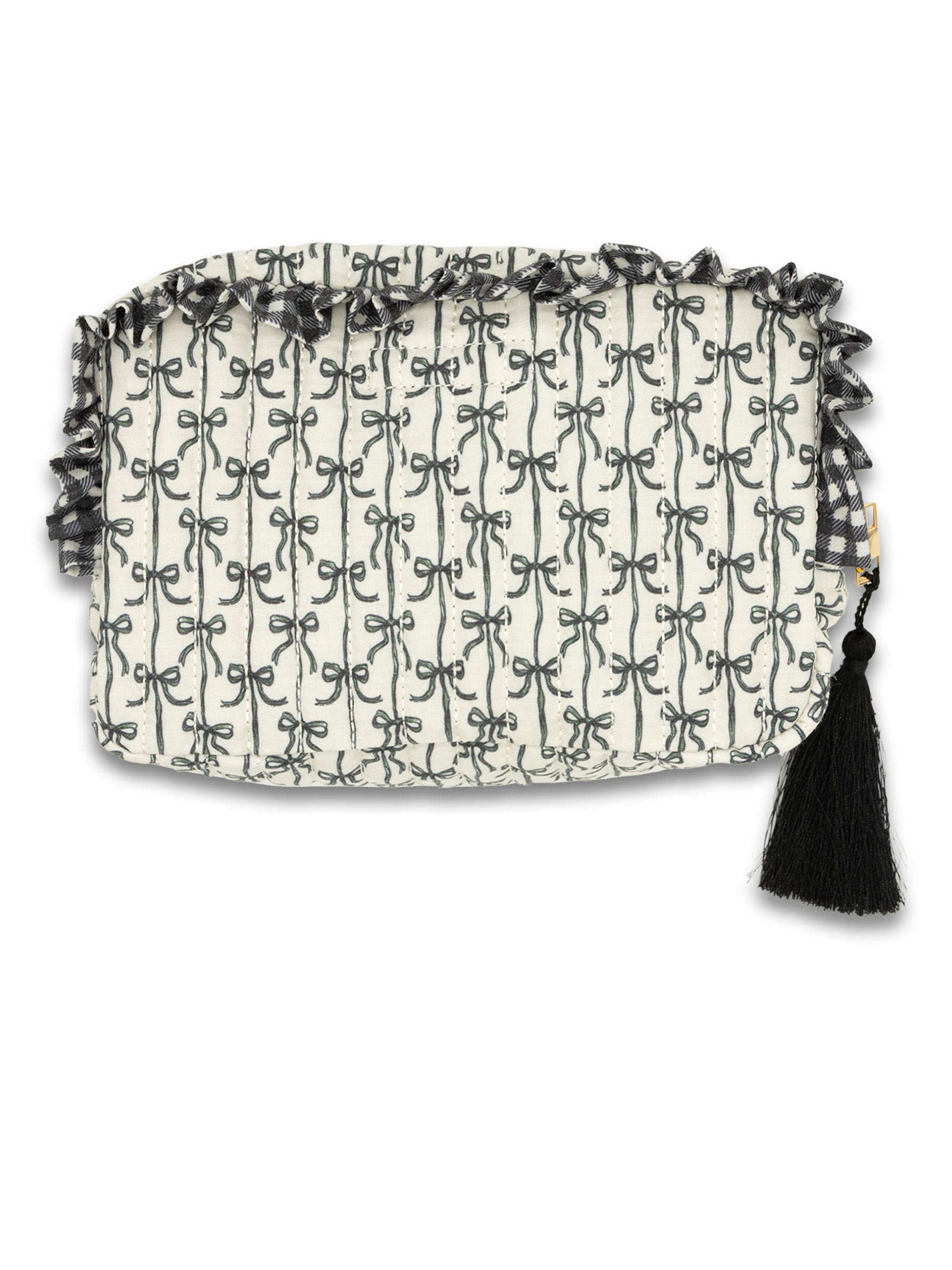 Black Bows Ruffle Makeup Bag