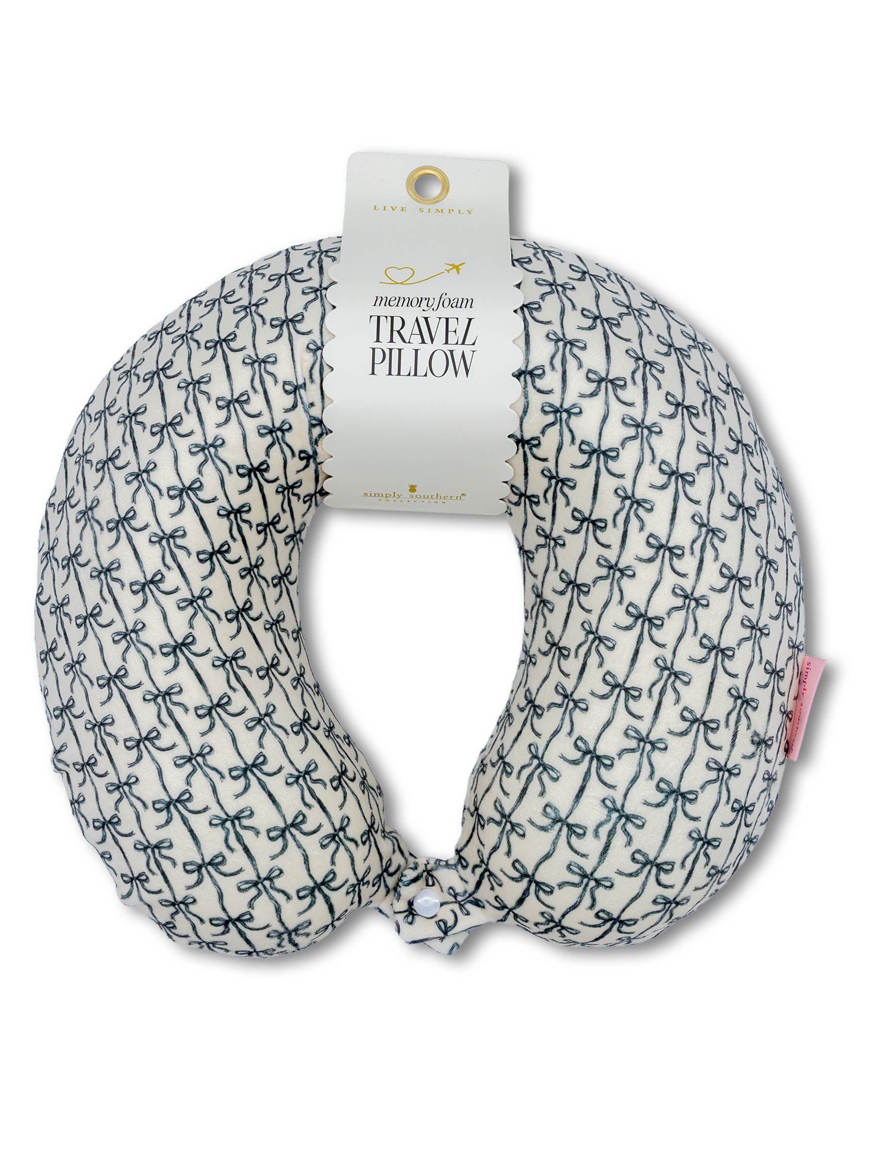 Black Bows Memory Foam Travel Pillow