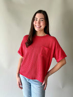 Ultra Comfy Ribbed Top With Pocket