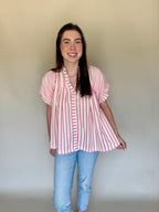 Sweet Stripes Puff-Sleeve Top