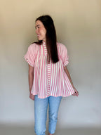 Sweet Stripes Puff-Sleeve Top