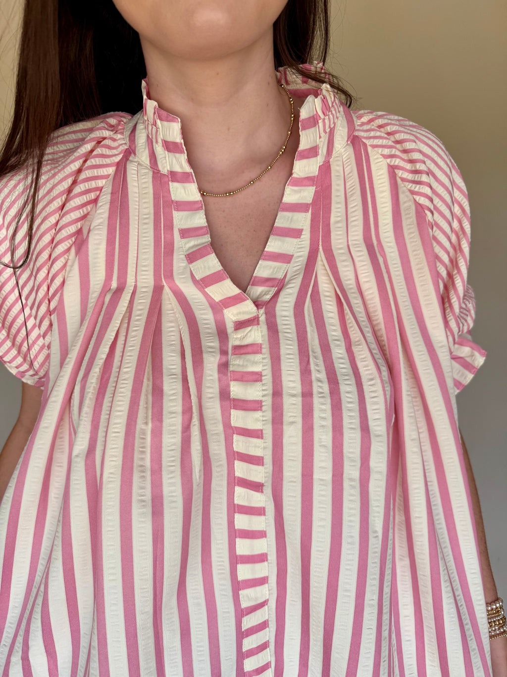 Sweet Stripes Puff-Sleeve Top