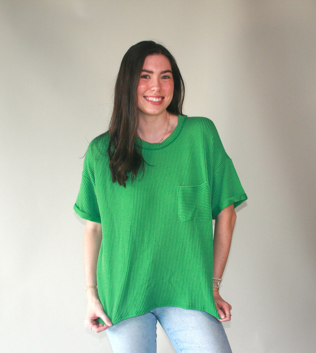 Ultra Comfy Ribbed Top With Pocket