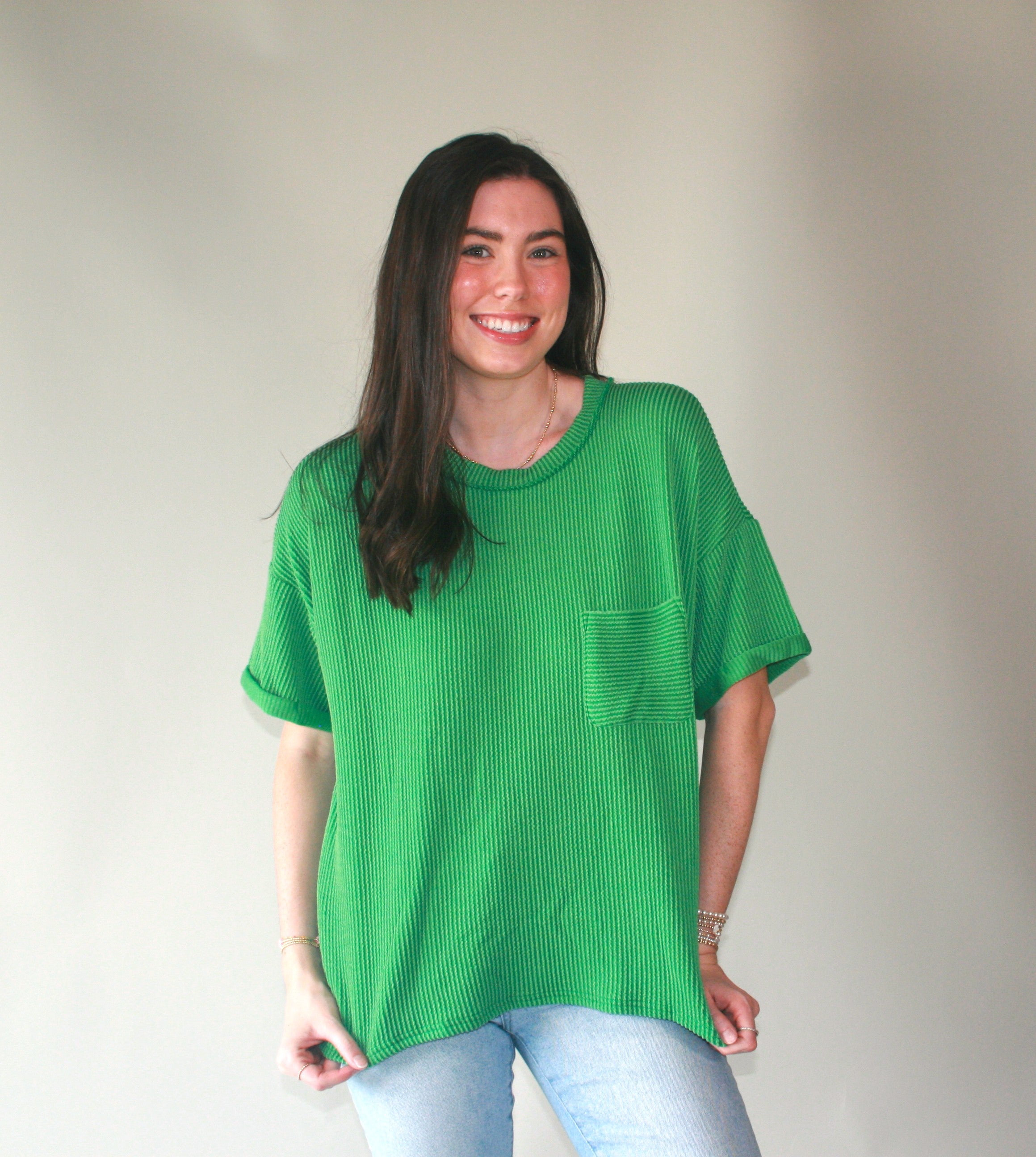 Ultra Comfy Ribbed Top With Pocket