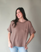 Ultra Comfy Ribbed Top With Pocket