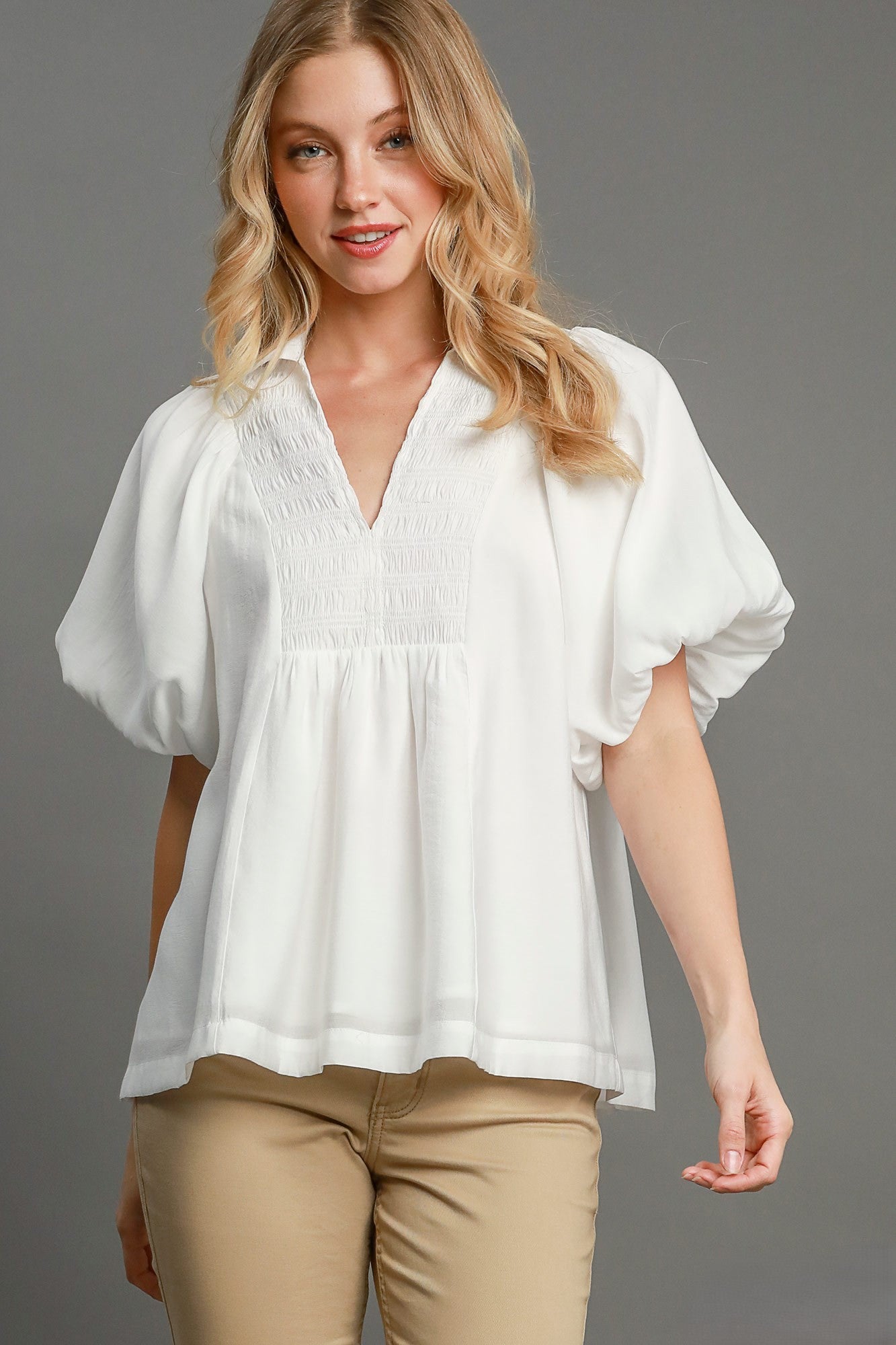 White Puff Blouse