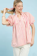 Sweet Stripes Puff-Sleeve Top