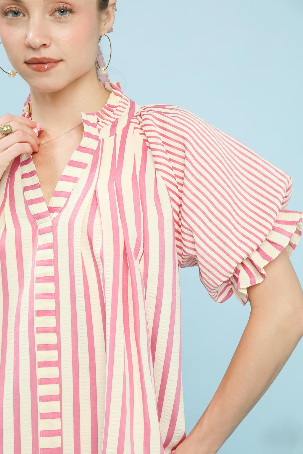 Sweet Stripes Puff-Sleeve Top