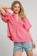 Hot Pink Puff Top