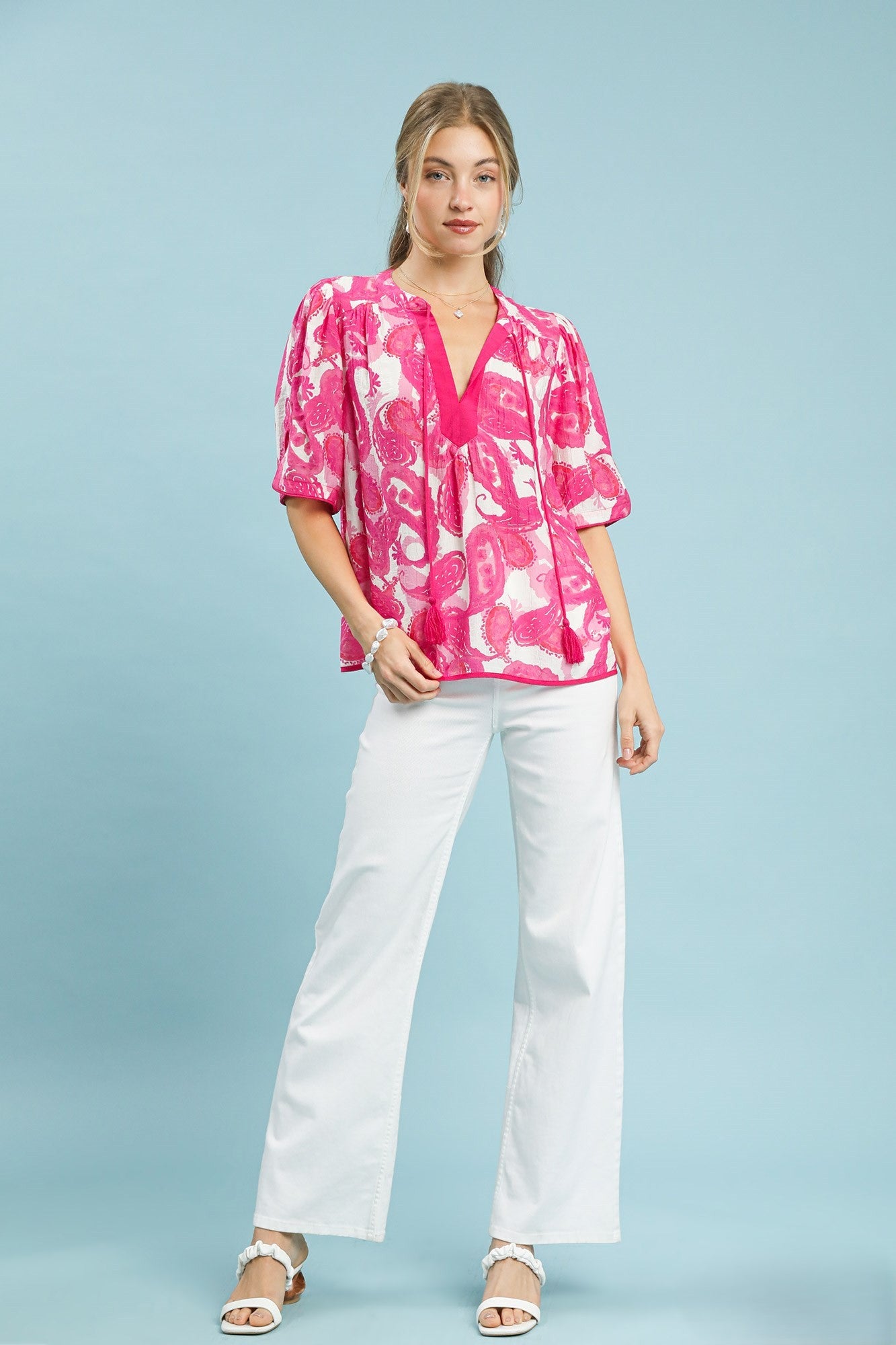 Pink Paisley Print Blouse
