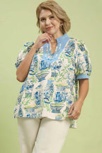 Porcelain Garden Top in Blue