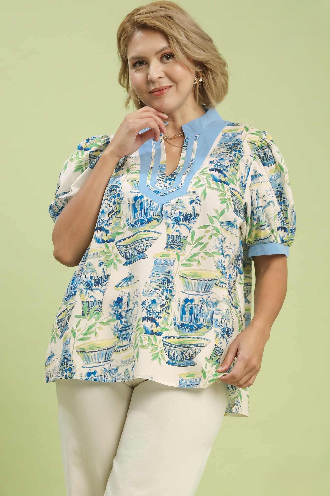 Porcelain Garden Top in Blue