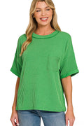 Ultra Comfy Ribbed Top With Pocket