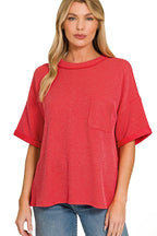 Ultra Comfy Ribbed Top With Pocket