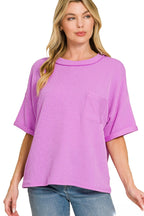 Ultra Comfy Ribbed Top With Pocket