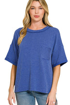 Ultra Comfy Ribbed Top With Pocket